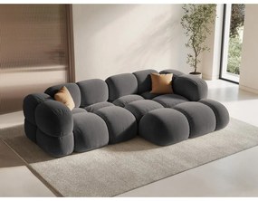 Sivá zamatová rohová pohovka (pravý roh/s leňoškou) Loretto – Cosmopolitan Design