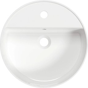 Deante Round, umývadlo na dosku s otvorom na batériu 420x420x120mm, biela lesklá, DEA-CGR_6U4B