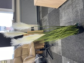 Umelá tráva Pamp v kvetináči 90 cm biela