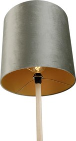 Drevená stojacia lampa so zeleným zamatovým tienidlom 40 cm - Mels
