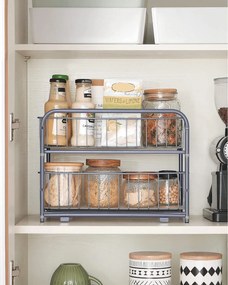 Kuchynský organizér, s 2 kovovými košíkmi, strieborná farba