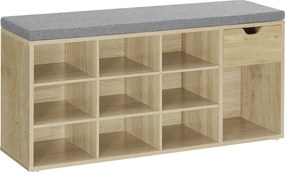 Botník s lavicou so sivým sedákom a zásuvkou TAYLOR ARTISAN 104x30x48 cm, biely