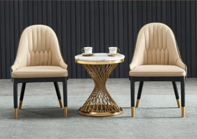 OKRÚHLY KONFERENČNÝ STOLÍK AUDREY BIELY MRAMOR + ZLATÝ 50 cm