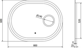 Mexen Umba, LED kúpeľňové zrkadlo s podsvietením a kozmetickým zrkadlom 80 x 60 cm, 6000K, ochrana proti zahmlievaniu, 9822-080-060-611-00