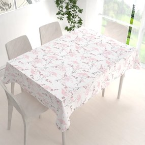 Biante Bavlnený obdĺžnikový obrus Sandra SA-088 Vínovo-ružové lúčne kvety na bielom 50x100 cm