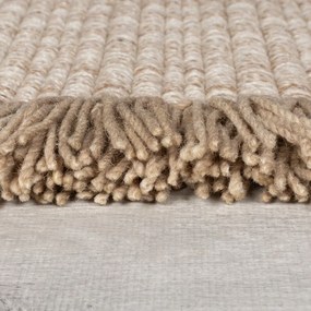 Béžový ručne tkaný koberec s prímesou vlny 200x290 cm Rene Fringed Ribbed – Flair Rugs