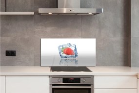 Sklenený obklad do kuchyne jahodová kocka 120x60 cm