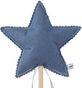 Ľanový kúzelný prútik džínsový so striebrom