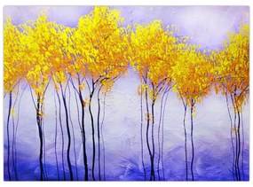 Sklenený obraz žltých stromov (70x50 cm)