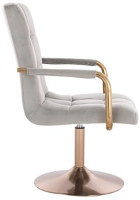 LuxuryForm DESIGN Stolička VERONA GOLD VELUR na zlatom tanieri - svetlo šedá