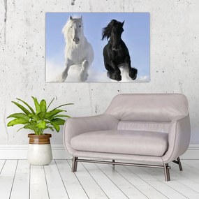 Obraz - Kone v zime (90x60 cm)