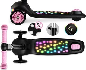 Ricokids Glowi LED balančná Kolobežka pre deti - čierno-ružová