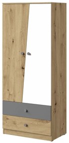 Šatníková skriňa Seraphina WK1 (dub artisan + biela + sivá). Vlastná spoľahlivá doprava až k Vám domov. 1122578