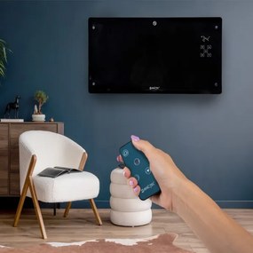 Sklenený konvekčný ohrievač Eco Wifi termostat 2000W čierny