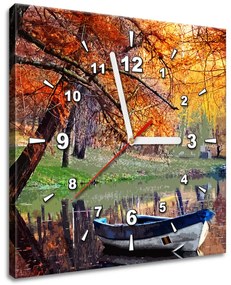 Gario Obraz s hodinami Romantické miesto pri jazere Rozmery: 30 x 30 cm