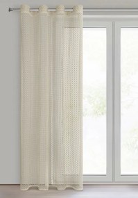 Záclona na kruhy s romantickým háčkovaným ažúrovým vzorom - béžová Šírka: 140 cm | Dĺžka: 250 cm