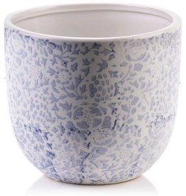 Keramický kvetináč YANDA 15,5 cm biely/modrý