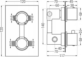 Mexen Cube, podomietková sprchová sada DR02 s dažďovou sprchou 25cm, zlatá, 77502DR0225-50