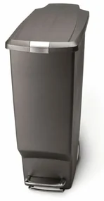 Úzky pedálový kôš 40 l šedý plast, sivá