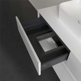 VILLEROY &amp; BOCH Collaro závesná skrinka pod umývadlo na dosku (umývadlo vľavo), 4 zásuvky, 1200 x 500 x 548 mm, Glossy White, C09800DH
