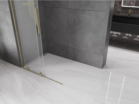 Mexen Velar L, posuvná sprchová zástena Walk-in 90 x 200 cm, 8mm sklo námraza, zlatá lesklá, 871-090-003-33-50