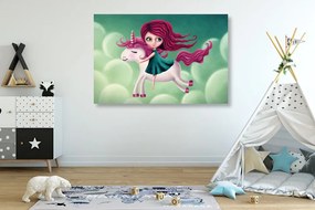 Obraz dievčatko na ružovom jednorožcovi
