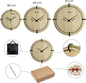 Drevené nástenné hodiny javor – tichý chod, prírodný dizajn | SENTOP HDF0587-MAPLE