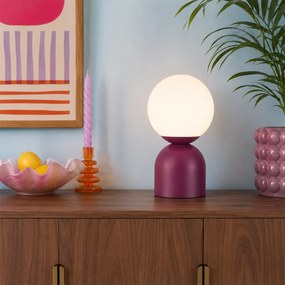 Hotelovo elegantná stolná lampa fialová s opálovým sklom - Pallon Trend