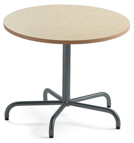 Stôl PLURAL, Ø 900x720 mm, linoleum - béžová, antracit