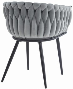 Svetlo sivé jedálenské kreslo ORION VELVET s čiernymi nohami