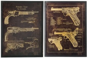 2 drevené obrazy pištole black Pistols - 60*3,5*80 cm