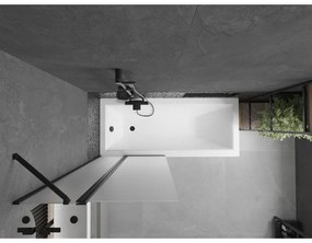 Mexen Flip, 1-krídlová vaňová zástena 80 x 150 cm, 6 mm námraza sklo, čierny profil, 894-080-101-70-30