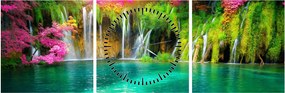 Obraz - Vodopád, Plitvické jazerá, Chorvátsko (s hodinami) (90x30 cm)