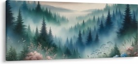 Obraz - Lesná krajina s hmlou (120x50 cm)