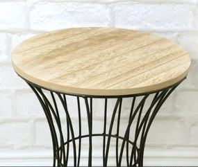 DekorStyle Drôtený odkladací stôl Cheskia 40 cm čierno-hnedý
