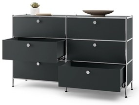 Kovová komoda »CN3« so 6 zásuvkami, čierna