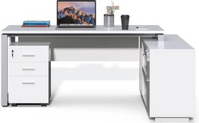 Kancelársky stôl s kontajnerom a komodou Houseland Prime Home 03 180 cm biely