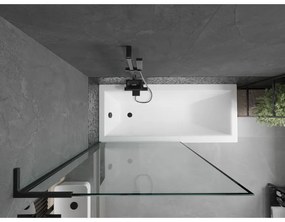 Mexen Next L, 1-krídlová vaňová zástena 100 x 150 cm, 6mm číre sklo-čierny vzor, čierny profil, 895-100-000-03-70-70