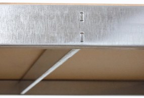 Bezskrutkový kovový regál RIVET BUDGET, 180x120x40 cm, 4x HDF polica, zinok