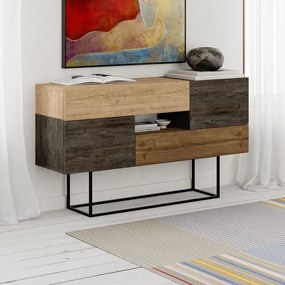 Nízka komoda v dekore duba v hnedo-prírodnej farbe 145x82 cm Titan – Marckeric