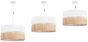 Závesné svietidlo Rattan, 1x ratanové/biele textilné tienidlo, (fi 45cm)