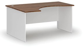 Ergonomický kancelársky pracovný stôl PRIMO WHITE, 1600 x 1200 mm, ľavý, biela/orech