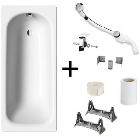 Kaldewei Saniform Plus kompletná sada obdĺžniková vaňa 160x70 cm smaltovaná oceľ ľavá aj pravá s montážnou sadou KALDEWEISET1