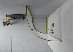 Mexen Rio, štvrťkruhový sprchovací kút 90(dvere)x90(dvere)x190 cm, 5mm sklo námraza, zlatý profil, 863-090-090-50-30