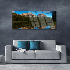 Obraz na akrylátovom skle Les jazero príroda 125x50 cm