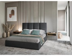 Tmavosivá zamatová dvojlôžková posteľ Mazzini Beds Juniper, 140 x 200 cm