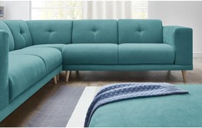 Modrá rohová pohovka s podnožkou Bobochic Paris Luna