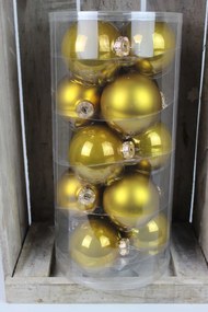 Starozlaté sklenené vianočné gule 8 cm 15 ks