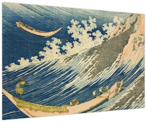 Obraz - Katsushika Hokusai, Fishing Boats at Choshi in Shimosa (Soshu Choshi) , reprodukcia (90x60 cm)