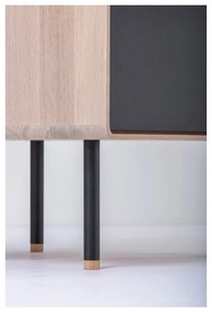 Vysoká komoda z dubového dreva v čierno-prírodnej farbe 60x100 cm Fina - Gazzda